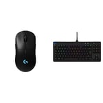 Logitech G PRO Wireless Gaming Mouse, German Packaging Version, PC/Mac - Black & PRO TKL Mechanical Gaming Keyboard, GX Blue Clicky Key Switches, LIGHTSYNC RGB - Black