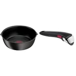 Tefal Ingenio Eco Resist Poêle profonde 26cm, Induction, Revêtement antiadhésif, Indicateur de démarrage de cuisson, L3978502 & Ingenio Poignée amovible noire, Verrouillage sécurité 3 points, L9863302