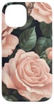 Coque pour iPhone 14 Blush Rose Bloom Dark Garden Design