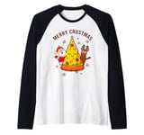 Funny Pizza on Earth Christmas Tree Merry Crust-mas Pizzamas Raglan Baseball Tee