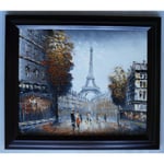 Paris, 50x60 Handmålad Oljemålning Med Ram