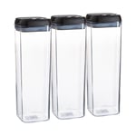 3x Flip Lock Plastic Food Storage Containers Kitchen Food Canister 1.9 Litre