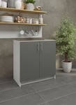 Kitchen Base Sink Unit 800mm Storage Cabinet With Doors 80cm - Grey Matt