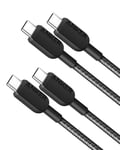 cable USB C vers USB C,310 lot de 2 cable USB C 2.0(60 W/3 A) charge rapide pour iPhone 15,Samsung Galaxy S22,iPad Pro 2021,iPad Mini 6,iPad Air 4,MacBook Pro 2020,Switch (90 cm)