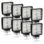 8x 48W Phare de Travail Carre a Leds Angle 60 dc 12V-24V Quad Camion Bateau Tracteur Offroad Impermeable - Tolletour