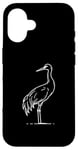 Coque pour iPhone 16 Line Art Grue de sable pour oiseaux et ornithologues