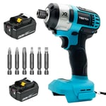 Sans fil brushless impact Rig Driver, Pilote d'impact, tournevis électrique avec lampe de travail LED, pilote peigne inversé,Compatible avec les batteries Makita , batterie 2x 5500mah