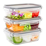 TUSEASY 1040ml Boite de Conservation Hermétique Alimentaire en Verre avec Couvercle, Récipient Meal Prep Lunch Box Boîte Repas, Rangement Cuisine, Tuperwear Micro-Ondable, Sans BPA