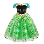 Discoball Robe Princesse Lumineux pour Fille - Costume Princesse Anna Reine des Neiges Deguisement Princesse Fille Enfant pour Halloween, Cosplay fête, Carnaval, Anniversaire, Noël