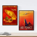 Nacnic Poster Vintage. Les Affiches publicitaires dans Le Monde. Deux Feuilles Vintage Air France. A4 sans Cadre.