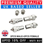 2X MALE 2X FEMALE TV AERIAL COAXIAL CABLE CONNECTORS PLUS ADAPTOR FOR CABLE LEAD