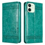 Coque pour Apple iPhone 12 MINI en TURQUOISE avec ornements Housse de protection Étui avec fermeture magnétique, fonction de support et compartiment pour carte - Neuf