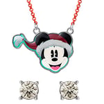 DISNEY Mickey Mouse SH00647RL Ensemble pendentif de Noël et clous en pierre transparente Rouge/blanc/noir, taille unique, Laiton