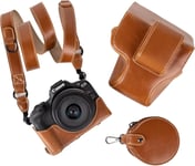 EOS R50 R100 Étui rétro en Cuir synthétique pour Appareil Photo Reflex numérique Canon EOS 50 Étui EOS R50 R100 avec Ouverture par Le Bas, bandoulière et Poche de Rangement Marron