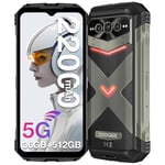 DOOGEE VMAX PLUS Rugged Phone 5G, 22000mAh/33W Fast, 512GB ROM, 200MP+32MP Camera, 20MP Night Vision, 6.58" FHD+120Hz IPS Waterdrop Screen, Android 14 Rugged Smartphone, NFC - Gray