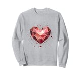 Crystal Geometric Heart Valentines Day Girls Aesthetics Pink Sweatshirt