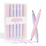 Vicloon Surligneurs Pastel, 6pcs Double Tête Surligneurs Pastel Esthétiques de La Bible, Highlighters de Mignon, Marqueurs de Couleur Douce Pointe Biseautée et Fine pour Lécole, Le Bureau