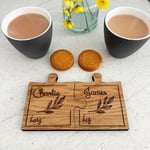 Personalised Engraved Couples Coaster Set with Names | His Her Mr Mrs Wood Gift