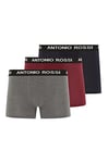 ANTONIO ROSSI (3/6 Pack) Men's Fitted Boxer Hipsters - Mens Boxers Shorts Multipack with Elastic Waistband - Cotton Rich, Comfortable Mens Underwear, Grey, Burgundy, Navy (3 Pack), L