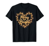 Merry and Bright Christmas Hearts and Lights Shine Design T-Shirt