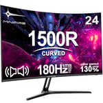 Minifire Écran PC 24 Pouces incurvé Gaming Moniteur 180Hz, 1ms, 130% sRGB, avec Haut-Parleur, HDR, FreeSync, 300cd/m², VA, Résolution FHD 1080P, HDMI1.4 DP1.2 Ports (MFG24C1 Câble HDMI Inclus)