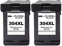 Gmoher 304XL 304 Remanufactured Ink Cartridges Replacement for HP 304XL Black Ink Cartridge N9KO8A Compatible with HP DeskJet 2620 2630 3720 3730 3732 3750 3760 HP Envy 5020 5030 HP AMP 130 (2 Black)