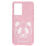 Coque Iphone 12 PRO MAX paillettes rose panda geometrique blanc personnalisee