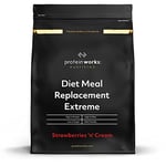 Protein Works - Diet Meal Replacement Extreme Shake, 200 Calorie Meal, High Protein Meal, Supports Weightloss, 16 Servings, Strawberries 'n' Cream, 1kg