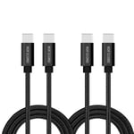 Câble USB C vers USB C, [Lot de 2 0.6m] Câble de charge rapide de type C de 60 W compatible avec MacBook Pro/Galaxy S20/Microsoft Surface/Google Pixel et autres appareils USB C (Noir)