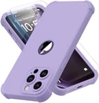 ORETECH 4 in 1 Case for iPhone 14 Pro Case, with [2 x Tempered Glass Screen Protector] [Camera Protection] [Military Grade Protective] Thin Slim Fit Rubber Bumper iPhone 14 Pro Phone Case - Lilac