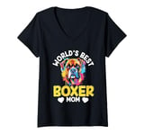 Womens Boxer Dog Breed Pet - World's Best Boxer Mom V-Neck T-Shirt