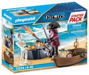 Playmobil 71254 Starter Pack Pirate et Barque - Les Pirates - en quête du trésor - avec Un Personnage, Un Squelette, Une Barque et des Accessoires - Coffret découverte idée Cadeau - Dès 4 Ans