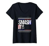 Womens Funny Smash It - Badminton Player V-Neck T-Shirt