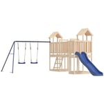 Aire de jeux d'extérieur balançoires toboggan portiques robuste jeux jardin 356 x 589 x 214 cm bois de pin massif