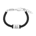 s.Oliver Bracelet en acier inoxydable Cuir Garçons Enfants Bijoux de bras, 16+2 cm, Argent, Livré en boîte cadeau de bijoux