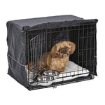 MidWest Homes for Pets 1524DD-KIT Kit Cage pour chiens iCrate 60,96 cm, modèle amélioré, double porte, comprenant une cage pour chien, un lit pour animal domestique, Noir