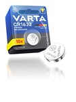 VARTA Piles Bouton CR1632, lot de 10, Power on Demand, Lithium, 3V, emballage sécurisé pour les enfants, pour les appareils Smart Home, clés de voiture et d'autres applications