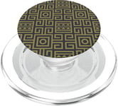 Mustard Yellow Brown Square Circle Zigzag Labyrinth Pattern PopSockets PopGrip pour MagSafe