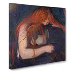 The Vampire Vol.1 by Edvard Munch Classic Painting Canvas Wall Art Print Ready to Hang, Framed Picture for Living Room Bedroom Home Office Décor, 20x20 Inch (50x50 cm)