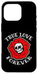 Coque pour iPhone 16 Pro Retro Vintage True Love Forever Skull and Flower Memento Mori