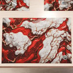 MARBLELIZED Lot de 6 Sets de Table américains lavables en Tissu Effet marbre Rouge (30 x 45 cm) - Élégant, idéal pour Le Petit déjeuner, Le déjeuner et Le dîner, idée Cadeau, 100% fabriquée en Italie