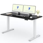 FLEXISPOT 2 Moteurs Bureau Assis Debout 140x80 Une Pièce, Bureau Debout électrique avec Panneau à Fonctions Mémoires, Bureau Réglable en Hauteur Électrique, Charge 100kg, Blanc+Noir