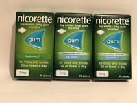 Nicorette Icy White, Fresh-mint Nicotine Gum, 30 Pieces, 2 mg - Bundle of 3