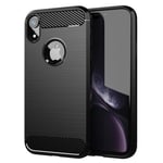 Coque pour Apple iPhone XR en Brushed Noir Housse de protection Étui en silicone TPU flexible, aspect inox et fibre de carbone - Neuf