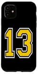 Coque pour iPhone 11 Numéro 13 en jaune, blanc, noir, version de poche