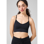 Seamless Graphical Rib Sports Top, Black