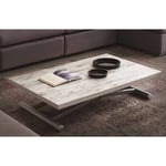 Les Tendances - Table basse relevable bois beige vintage Soft 110x70/140 cm-Couleur des pieds Aluminium