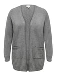 Caresly L/S Open Cardigan Knt Noos Tops Knitwear Cardigans Grey ONLY Carmakoma