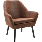 Fauteuil cabriolet rétro moderne tissu effet vieilli salon Teamson Home Divano VNF00033AFEU - Marron