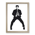 Elvis Presley The Jailhouse Rock No.2 Modern Framed Wall Art Print, Ready to Hang Picture for Living Room Bedroom Home Office Décor, Oak A3 (34 x 46 cm)